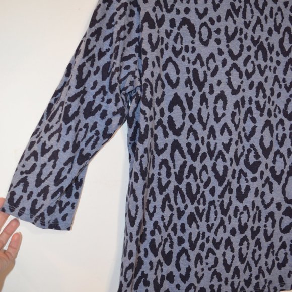 Liz Claiborne PETITE Grey Black Leopard Print Pattern 3/4 Sleeves Blouse PXL - Picture 5 of 5